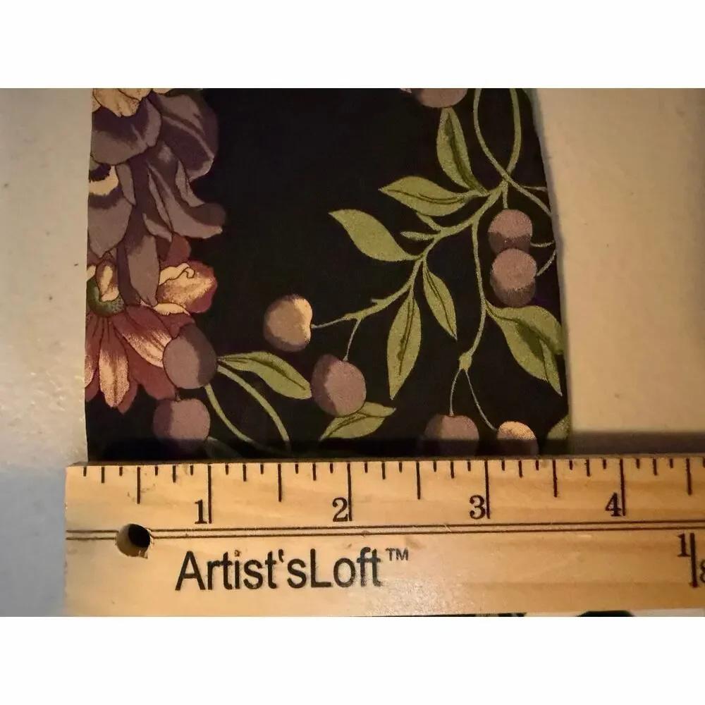 Vintage Disney Hidden Mickey Floral Silk Tie Navy Purple Green Park Exclusive
